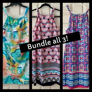 Bundle of Crown & Ivy halter summer dresses. Size L. Colorful, comfy & fun!